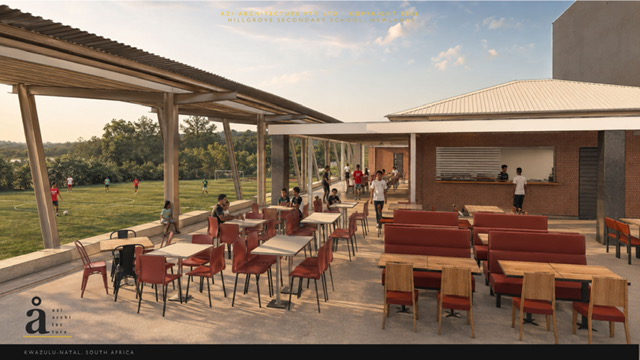 3D perspective of the outdoor dining terrace