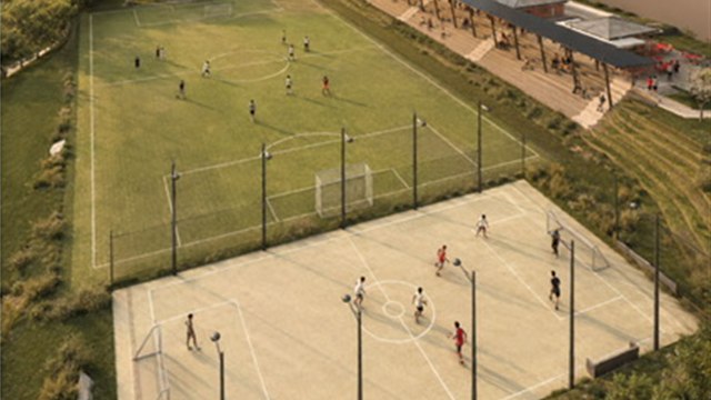 3D perspective of the sports and recreation precinct